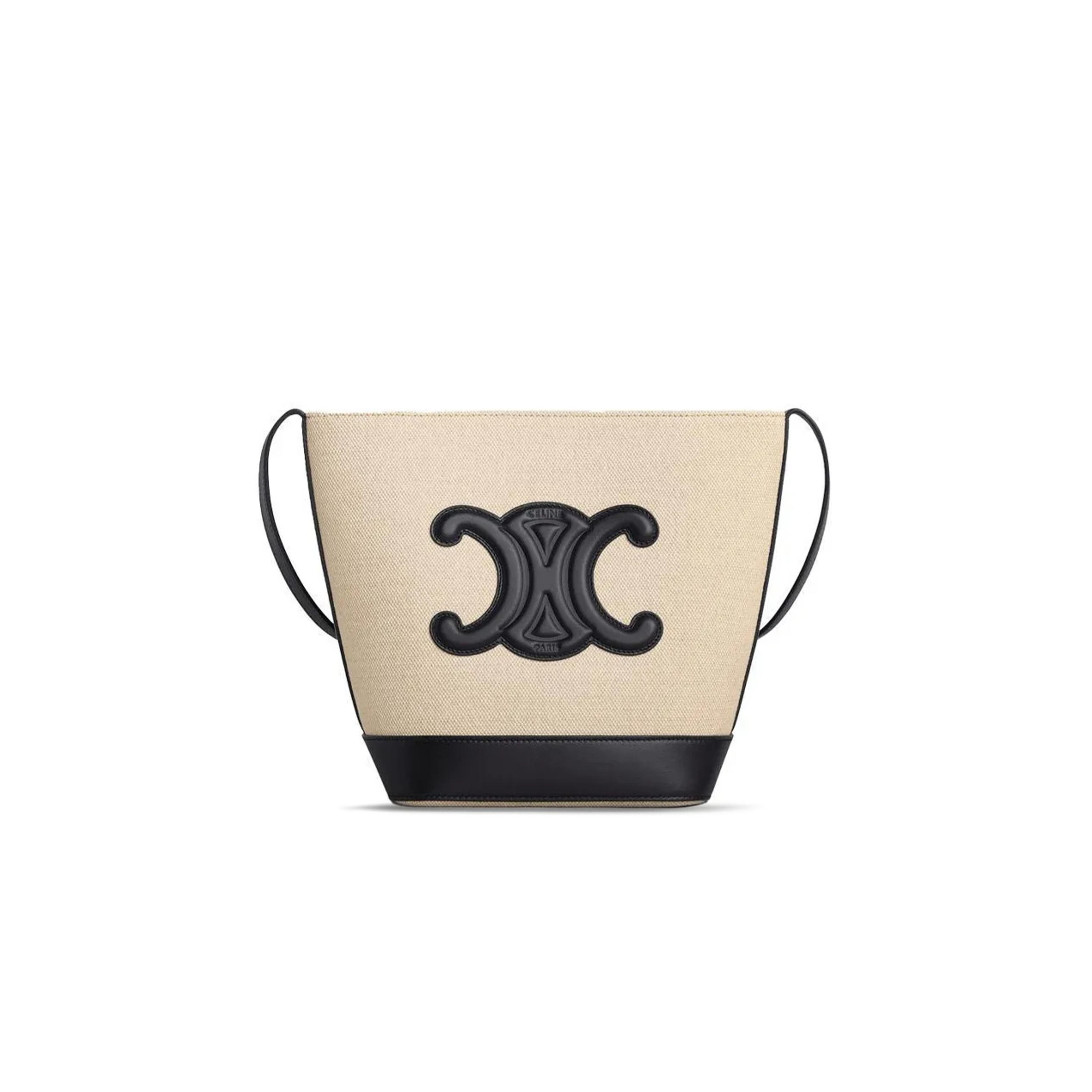 CELINE SMALL BUCKET BAG IN CUIR TRIOMPHE CANVAS AND COWHIDE 198242DU7.01VK (30*22*13cm)